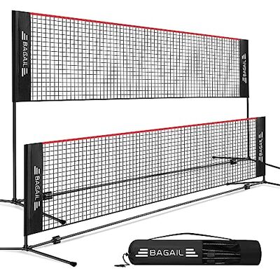 BAGAIL Red de Bádminton Plegable Hecha de Nailon con Soporte de Altura Regulable y Bolsa de Transporte, Fácil de Montar y Desmontar, Jugar al Tenis, Bádminton o Voleibol BAGAIL Red de Bádminton Plegable Hecha de Nailon con Soporte de Altura Regulable y Bolsa de Transporte, Fácil de Montar y Desmontar, Jugar al Tenis, Bádminton o Voleibol