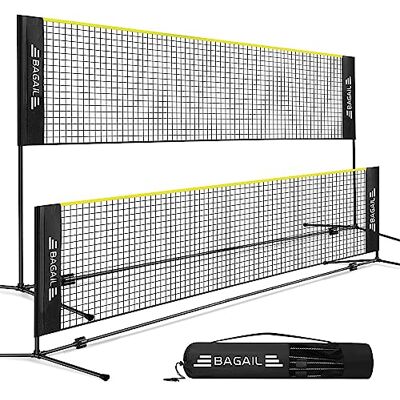 BAGAIL Red de Bádminton Plegable Hecha de Nailon con Soporte de Altura Regulable y Bolsa de Transporte, Fácil de Montar y Desmontar, Jugar al Tenis, Bádminton o Voleibol BAGAIL Red de Bádminton Plegable Hecha de Nailon con Soporte de Altura Regulable y Bolsa de Transporte, Fácil de Montar y Desmontar, Jugar al Tenis, Bádminton o Voleibol
