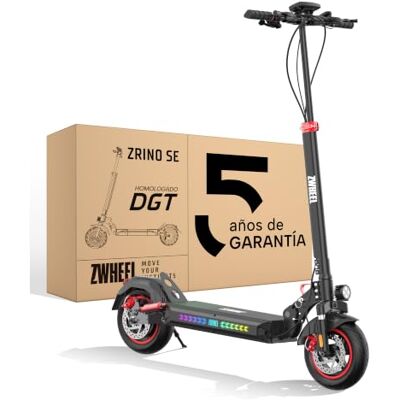 ZWHEEL ZRINO Patinete Eléctrico Adultos Homologado con Talleres España 35-70 km 5 Años de Soporte Homologado DGT Ruedas 10" Tubeless Intermitentes y LED App Suspensión Hidráulica ZWHEEL ZRINO Patinete Eléctrico Adultos Homologado con Talleres España 35-70 km 5 Años de Soporte Homologado DGT Ruedas 10" Tubeless Intermitentes y LED App Suspensión Hidráulica