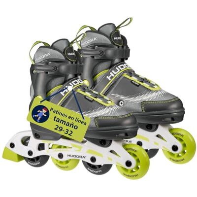 Hudora Patines de Ruedas Leon Lime Patines para niños/Adolescentes y Adultos Tallas 29-32 Ajustables en 4 Tallas cómodos y Elegantes Hudora Patines de Ruedas Leon Lime Patines para niños/Adolescentes y Adultos Tallas 29-32 Ajustables en 4 Tallas cómodos y Elegantes