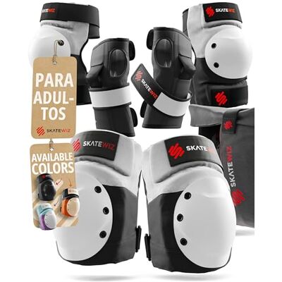 SKATEWIZ Rodilleras Patines Adulto protecciones patines adulto Protectores Patines en Línea, Skate, Scooter Rodilleras y Coderas Material de patinaje SHIELD Talla L Gris blanco SKATEWIZ Rodilleras Patines Adulto protecciones patines adulto Protectores Patines en Línea, Skate, Scooter Rodilleras y Coderas Material de patinaje SHIELD Talla L Gris blanco