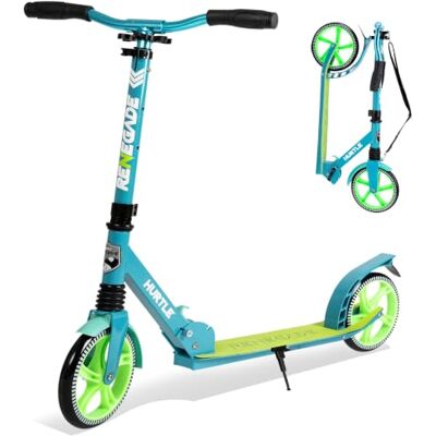 Hurtle Patinete de Ciudad con Ruedas XXL, Plegable hasta 100 kg, Altura Ajustable con Correa, Freno de Pedal y Soporte para Viajes Escolares, Ocio y Transporte Urbano, para niños, Adolescentes y Hurtle Patinete de Ciudad con Ruedas XXL, Plegable hasta 100 kg, Altura Ajustable con Correa, Freno de Pedal y Soporte para Viajes Escolares, Ocio y Transporte Urbano, para niños, Adolescentes y