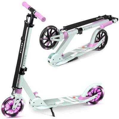 Movino Patinete para Niños Adultos y Adolescentes hasta 100 kg Scooter Plegable Urbano Ruedas LED Grandes 180 mm Manillar Ajustable City Light Movino Patinete para Niños Adultos y Adolescentes hasta 100 kg Scooter Plegable Urbano Ruedas LED Grandes 180 mm Manillar Ajustable City Light