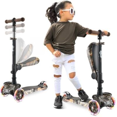 Hurtle Patinete de 3 Ruedas para niños Juguete de pie y Crucero para niños con Altura Ajustable, Plataforma Antideslizante, Luces Intermitentes de Bicicleta, para niños/niñas de 2 a 12 años Hurtle Patinete de 3 Ruedas para niños Juguete de pie y Crucero para niños con Altura Ajustable, Plataforma Antideslizante, Luces Intermitentes de Bicicleta, para niños/niñas de 2 a 12 años