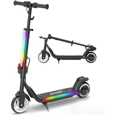 iScooter Patinete eléctrico para niños de 8 a 14 años, 250 W con Bluetooth y luz (7 Colores y 3 Modos), 3 Modos de conducción 8/13/19 km/h, 60 Minutos de Tiempo de conducción hasta 15 km, Plegable y iScooter Patinete eléctrico para niños de 8 a 14 años, 250 W con Bluetooth y luz (7 Colores y 3 Modos), 3 Modos de conducción 8/13/19 km/h, 60 Minutos de Tiempo de conducción hasta 15 km, Plegable y