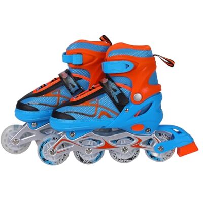 Endless EL1027 Inline Adjustable Skates Medium Size 34 EUR (UK 1.5) 38 EUR (UK 5) for 6 to 12 Years Blue, Orange Aluminium Chassis and 70 mm PU Wheels All Wheels Flash, ABEC 7 Bearings Endless EL1027 Inline Adjustable Skates Medium Size 34 EUR (UK 1.5) 38 EUR (UK 5) for 6 to 12 Years Blue, Orange Aluminium Chassis and 70 mm PU Wheels All Wheels Flash, ABEC 7 Bearings