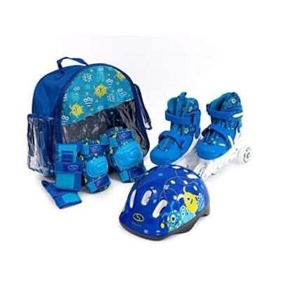 SMJ sport SMJ Juego 2 en para niños Patines en línea Ajustables con Ruedas LED + protección + Casco + Bolsa SMJ sport SMJ Juego 2 en para niños Patines en línea Ajustables con Ruedas LED + protección + Casco + Bolsa