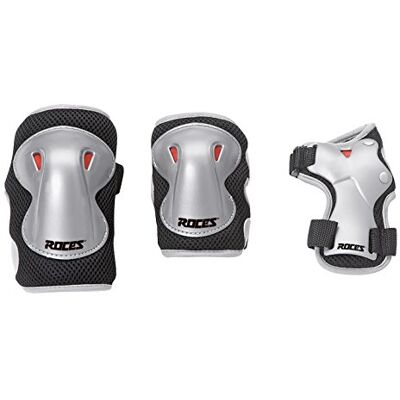 ROCES Junior Super 3 Pack Protecciones para los Patinadores para niños, Color Negro/Gris, Talla JR ROCES Junior Super 3 Pack Protecciones para los Patinadores para niños, Color Negro/Gris, Talla JR