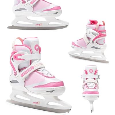 ATTABO Patines Recreativos para Niños con Ajuste de Talla en 5 Rangos de 26-31 EU Cálidos Cómodos, para Aprender a Patinar, Hoja Artística de Acero Inoxidable Color Blanco/Rosa ATTABO Patines Recreativos para Niños con Ajuste de Talla en 5 Rangos de 26-31 EU Cálidos Cómodos, para Aprender a Patinar, Hoja Artística de Acero Inoxidable Color Blanco/Rosa