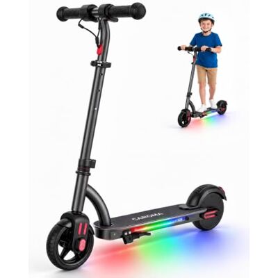Caroma Patinete eléctrico Infantil de 150 W, Altura Ajustable y Plegable, Pantalla LED y Luces Coloridas, para niños de 6 a 12 años, Color Negro Caroma Patinete eléctrico Infantil de 150 W, Altura Ajustable y Plegable, Pantalla LED y Luces Coloridas, para niños de 6 a 12 años, Color Negro