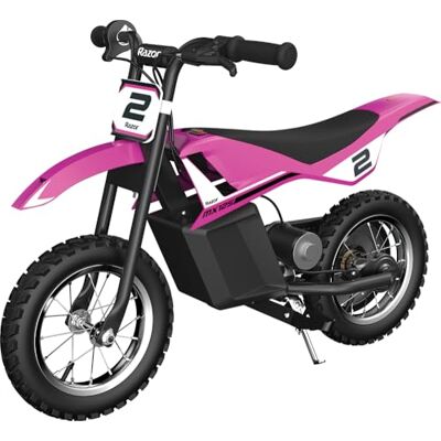 Razor Kids Electric Motorbike MX125 Dirt Rocket Bike para Niños Mayores de 7 Años con Velocidad Máxima de 13km/h y Autonomía de 40 Minutos, Batería de 100W, 12V 5Ah y Neumáticos de 12" Rosa Razor Kids Electric Motorbike MX125 Dirt Rocket Bike para Niños Mayores de 7 Años con Velocidad Máxima de 13km/h y Autonomía de 40 Minutos, Batería de 100W, 12V 5Ah y Neumáticos de 12" Rosa