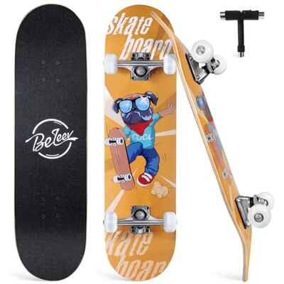 BELEEV Skateboards 31x8 para Principiantes, Niños, Adolescentes y Adultos Completo Pro Cruiser Skateboard para Niña Niño, Arce Canadiense de 7 Capas, Doble Bandeja Cóncava, con Herramienta en T BELEEV Skateboards 31x8 para Principiantes, Niños, Adolescentes y Adultos Completo Pro Cruiser Skateboard para Niña Niño, Arce Canadiense de 7 Capas, Doble Bandeja Cóncava, con Herramienta en T