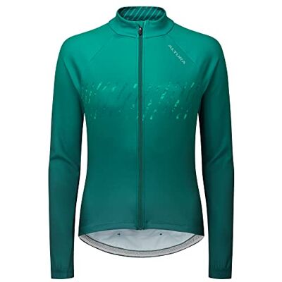 Altura Camiseta de ciclismo reflectante térmica de manga larga para mujer, color verde oscuro, talla 10 Altura Camiseta de ciclismo reflectante térmica de manga larga para mujer, color verde oscuro, talla 10