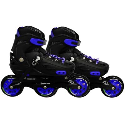 Endless EL1033 Inline Adjustable Skates Large 39 EUR (UK 5.5) 43 EUR (UK 9) for 12 Years and Above Blue Aluminium Chassis and 100 mm PU Three Wheels with ABEC 9 Bearings Indoor and Outdoor Endless EL1033 Inline Adjustable Skates Large 39 EUR (UK 5.5) 43 EUR (UK 9) for 12 Years and Above Blue Aluminium Chassis and 100 mm PU Three Wheels with ABEC 9 Bearings Indoor and Outdoor