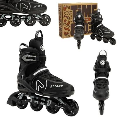 ATTABO Bricker Fitness Patines de Ruedas para Hombre, cómodos y estables para el Tiempo Libre y de Entrenamiento con riel de Aluminio, Ruedas de Poliuretano de 80 mm, rodamientos ABEC-7, Freno TPR ATTABO Bricker Fitness Patines de Ruedas para Hombre, cómodos y estables para el Tiempo Libre y de Entrenamiento con riel de Aluminio, Ruedas de Poliuretano de 80 mm, rodamientos ABEC-7, Freno TPR