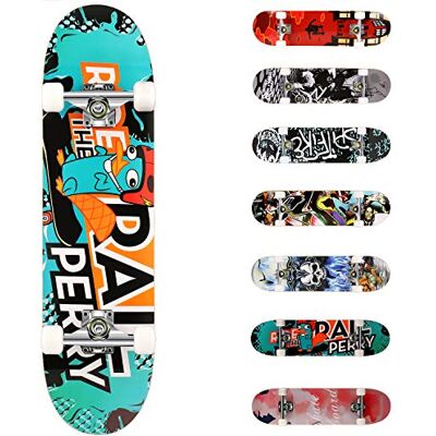 WeSkate Monopatín para Principiantes, 31 x 8 Pulgadas, monopatín Completo para niños, Adolescentes y Adultos, 7 Capas, Arce Canadiense, Doble Patada con rodamientos ABEC-7, Carga 100 kg WeSkate Monopatín para Principiantes, 31 x 8 Pulgadas, monopatín Completo para niños, Adolescentes y Adultos, 7 Capas, Arce Canadiense, Doble Patada con rodamientos ABEC-7, Carga 100 kg
