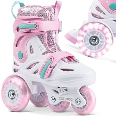 Cariboo Patines En Línea para Niños para Principiantes Tamaños Ajustables con Ruedas Que con Purpurina Ballerina Cariboo Patines En Línea para Niños para Principiantes Tamaños Ajustables con Ruedas Que con Purpurina Ballerina