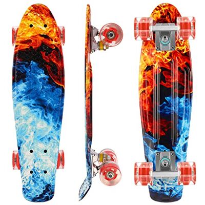 Caroma Skateboards para Niño Niña Principiantes Adulto,Monopatín para Niños de 22 Pulgadas,Skateboard Mini Cruiser con Ruedas de PU,Skateboard Completas con Rodamientos ABEC-7,Estilo Retro, Rojo&Azul Caroma Skateboards para Niño Niña Principiantes Adulto,Monopatín para Niños de 22 Pulgadas,Skateboard Mini Cruiser con Ruedas de PU,Skateboard Completas con Rodamientos ABEC-7,Estilo Retro, Rojo&Azul
