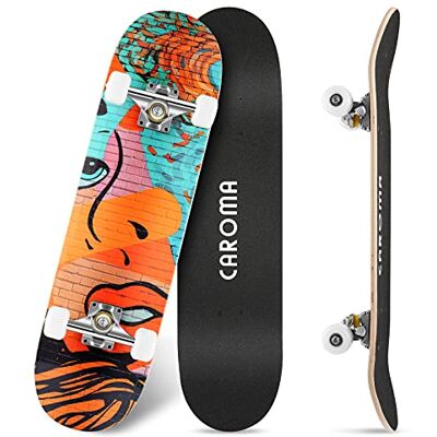 Caroma Skateboard para Principiante,79cm Completo Patineta,9 Capa Monopatín Madera Arce Tabla Double Kick Concave Standard Trick Cruiser Skateboards, para Niña Niño Adulto Adolescentes Caroma Skateboard para Principiante,79cm Completo Patineta,9 Capa Monopatín Madera Arce Tabla Double Kick Concave Standard Trick Cruiser Skateboards, para Niña Niño Adulto Adolescentes