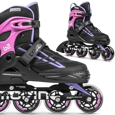 Movino Patines en Línea Cruzer B2 con Rodamientos ABEC-9, Ruedas Grandes y Sistema de Cierre de Tres Etapas: Hebilla, Cordones y Correa Movino Patines en Línea Cruzer B2 con Rodamientos ABEC-9, Ruedas Grandes y Sistema de Cierre de Tres Etapas: Hebilla, Cordones y Correa