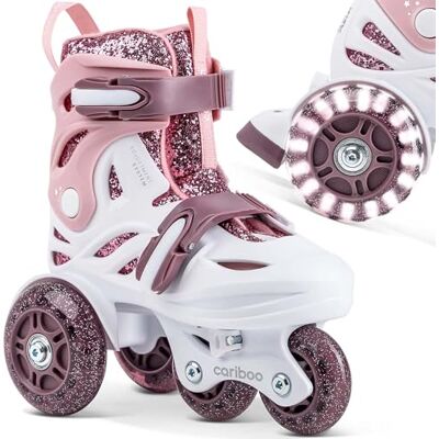 Cariboo Patines En Línea para Niños para Principiantes Tamaños Ajustables con Ruedas Que con Purpurina Ballerina Cariboo Patines En Línea para Niños para Principiantes Tamaños Ajustables con Ruedas Que con Purpurina Ballerina