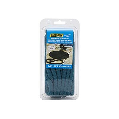 Seachoice Línea de Muelle de Nailon de Doble Trenzado con Empalme de Ojo, preencogida, estabilizada al Calor, 3/8 Pulgadas x 15 pies, Verde Azulado Seachoice Línea de Muelle de Nailon de Doble Trenzado con Empalme de Ojo, preencogida, estabilizada al Calor, 3/8 Pulgadas x 15 pies, Verde Azulado