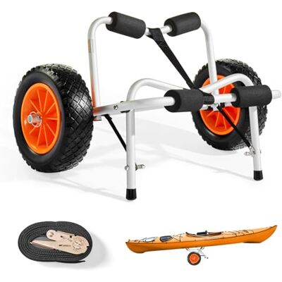 VEVOR Remolque Horizontal para Kayak, Remolque Plegable 700 x 400 x 400 mm con Neumáticos de PU Maciza de 25,4 cm y 1 Correa de Trinquete Carga 113 kg, Carrito para Tabla de Surf de Remo, Kayaks VEVOR Remolque Horizontal para Kayak, Remolque Plegable 700 x 400 x 400 mm con Neumáticos de PU Maciza de 25,4 cm y 1 Correa de Trinquete Carga 113 kg, Carrito para Tabla de Surf de Remo, Kayaks