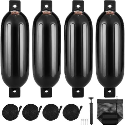 VEVOR 4 PCS Guardabarros Inflables de PVC para barcos 21,6x66 cm con Bomba Agujas de Aire, Cuerdas y Bolsa de Almacenamiento de Parachoques para Proteger Canoas, Pontones, Muelles para Barcos de Pesca VEVOR 4 PCS Guardabarros Inflables de PVC para barcos 21,6x66 cm con Bomba Agujas de Aire, Cuerdas y Bolsa de Almacenamiento de Parachoques para Proteger Canoas, Pontones, Muelles para Barcos de Pesca