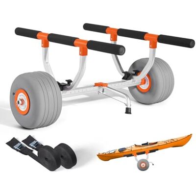 VEVOR Remolque Horizontal para Kayak, Remolque de Kayak 810 x 990 x 570 mm con Neumáticos Inflables de PU de 30,5 cm y 2 Correas Carga de 158 kg Carrito para Tabla de Surf de Remo, Kayaks, Canoas VEVOR Remolque Horizontal para Kayak, Remolque de Kayak 810 x 990 x 570 mm con Neumáticos Inflables de PU de 30,5 cm y 2 Correas Carga de 158 kg Carrito para Tabla de Surf de Remo, Kayaks, Canoas