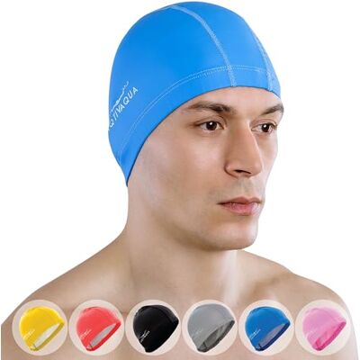 AqtivAqua Gorro Piscina, Gorro de Natación para Adultos y Niños — Suave y Elástico de Spandex con Revestimiento Protector — Ideal para Uso en Piscinas AqtivAqua Gorro Piscina, Gorro de Natación para Adultos y Niños — Suave y Elástico de Spandex con Revestimiento Protector — Ideal para Uso en Piscinas