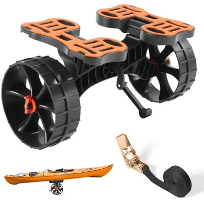 VEVOR Remolque Horizontal para Kayak, Remolque Plegable 615 x 325 x 320 mm con Neumáticos de Goma Maciza de 25,4 cm y 1 Correa de Trinquete Carga 136 kg, Carrito para Tabla de Surf de Remo, Kayaks VEVOR Remolque Horizontal para Kayak, Remolque Plegable 615 x 325 x 320 mm con Neumáticos de Goma Maciza de 25,4 cm y 1 Correa de Trinquete Carga 136 kg, Carrito para Tabla de Surf de Remo, Kayaks