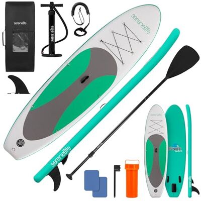 SereneLife Tabla Paddle Surf Hinchable, Board, Cubierta Antideslizante, Aleta Inferior para Remar, Estuche para Guardar, Barco de Pie para Jóvenes y Adultos SereneLife Tabla Paddle Surf Hinchable, Board, Cubierta Antideslizante, Aleta Inferior para Remar, Estuche para Guardar, Barco de Pie para Jóvenes y Adultos