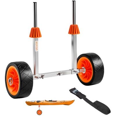 VEVOR Remolque Vertical para Kayak, Remolque de Kayak 560 x 190 x 485 mm con Neumáticos de Goma Maciza de 19,1 cm y Correa de Amarre, Carga de 113,4 kg, Carrito para Tabla de Surf de Remo, Canoas VEVOR Remolque Vertical para Kayak, Remolque de Kayak 560 x 190 x 485 mm con Neumáticos de Goma Maciza de 19,1 cm y Correa de Amarre, Carga de 113,4 kg, Carrito para Tabla de Surf de Remo, Canoas