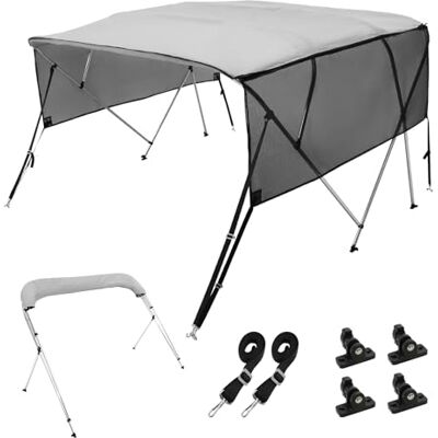 VEVOR Bimini Lona para Barco de 4 Arcos, Ancho de instalación: 231 a 244 cm, poliéster 600D, con Paredes Laterales de Malla extraíbles, Impermeable y protección Solar, con Caja de VEVOR Bimini Lona para Barco de 4 Arcos, Ancho de instalación: 231 a 244 cm, poliéster 600D, con Paredes Laterales de Malla extraíbles, Impermeable y protección Solar, con Caja de