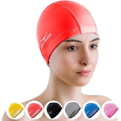 AqtivAqua Gorro Piscina, Gorro de Natación para Adultos y Niños — Suave y Elástico de Spandex con Revestimiento Protector — Ideal para Uso en Piscinas AqtivAqua Gorro Piscina, Gorro de Natación para Adultos y Niños — Suave y Elástico de Spandex con Revestimiento Protector — Ideal para Uso en Piscinas