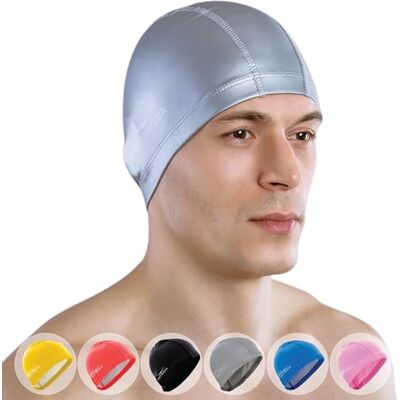 AqtivAqua Gorro Piscina, Gorro de Natación para Adultos y Niños — Suave y Elástico de Spandex con Revestimiento Protector — Ideal para Uso en Piscinas AqtivAqua Gorro Piscina, Gorro de Natación para Adultos y Niños — Suave y Elástico de Spandex con Revestimiento Protector — Ideal para Uso en Piscinas