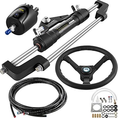 VEVOR 300HP outboard hydraulic steering kit, Hydraulic steering kit Rudder pump, Hydraulic boat steering kit with 22 ft. hydraulic steering hose for boat steering system VEVOR 300HP outboard hydraulic steering kit, Hydraulic steering kit Rudder pump, Hydraulic boat steering kit with 22 ft. hydraulic steering hose for boat steering system