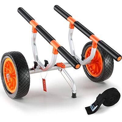 VEVOR Carrito de Kayak de Alta Resistencia Carga de 204 kg Carro de Transporte Desmontable para Canoas con Ruedas de 30,5 cm Pie de Apoyo Antideslizante y Correa de Amarre para Kayaks Canoas Botes VEVOR Carrito de Kayak de Alta Resistencia Carga de 204 kg Carro de Transporte Desmontable para Canoas con Ruedas de 30,5 cm Pie de Apoyo Antideslizante y Correa de Amarre para Kayaks Canoas Botes