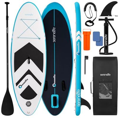 SereneLife Tabla Paddle Surf Inflable para Niños 2.36m, Sup con Bomba, Remo Ajustable, Mochila, Diseño Estable de 76cm y Almohadilla EVA Antideslizante, Apto para 5+ años, Capacidad 90.72kg SereneLife Tabla Paddle Surf Inflable para Niños 2.36m, Sup con Bomba, Remo Ajustable, Mochila, Diseño Estable de 76cm y Almohadilla EVA Antideslizante, Apto para 5+ años, Capacidad 90.72kg