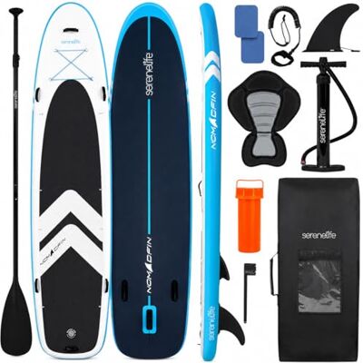 SereneLife Tabla de Paddle Surf Inflable XL, 371 cm, con Almohadilla EVA Antideslizante, Estable, 86 cm de Ancho, Accesorios Premium, Capacidad de 200 kg para 2 Adultos y 1 Niño SereneLife Tabla de Paddle Surf Inflable XL, 371 cm, con Almohadilla EVA Antideslizante, Estable, 86 cm de Ancho, Accesorios Premium, Capacidad de 200 kg para 2 Adultos y 1 Niño