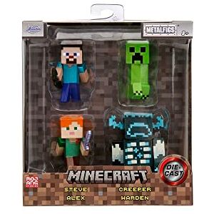 Jada Set de 4 Figuras de Minecraft de Metal- Figuras de 6 CM. Minecraft Caves & Cliffs (Steve, Alex, Creeper y Warden) para Jugadores y Coleccionistas a Partir de 8 Años, () Jada Set de 4 Figuras de Minecraft de Metal- Figuras de 6 CM. Minecraft Caves & Cliffs (Steve, Alex, Creeper y Warden) para Jugadores y Coleccionistas a Partir de 8 Años, ()