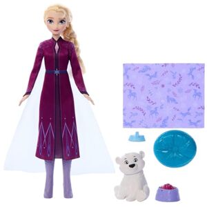 Mattel Disney Frozen Elsa Muñeca de moda y osito con 4 accesorios como cama y manta para el animal, inspirado en 'Animals of Arendelle', Mattel Disney Frozen Elsa Muñeca de moda y osito con 4 accesorios como cama y manta para el animal, inspirado en 'Animals of Arendelle',