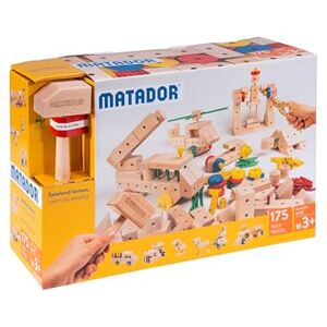 MATADOR Set de Construcción para Niños Desde 3 Años – 175 Piezas Juego de construcción en Madera Atractivo para fomentar Creatividad y motricidad Fina, con Varillas, Bloques, Martillo y Pinza MATADOR Set de Construcción para Niños Desde 3 Años – 175 Piezas Juego de construcción en Madera Atractivo para fomentar Creatividad y motricidad Fina, con Varillas, Bloques, Martillo y Pinza