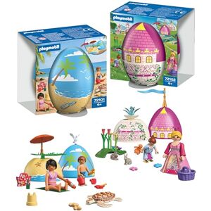 Playmobil Set de Huevos Sorpresa Princesa y Playa 2 Huevos con Figuras y Accesorios Mini Mundos para Construir Reutilizable como Hucha Regalo de Pascua para Niños a Partir de 4 Años Playmobil Set de Huevos Sorpresa Princesa y Playa 2 Huevos con Figuras y Accesorios Mini Mundos para Construir Reutilizable como Hucha Regalo de Pascua para Niños a Partir de 4 Años