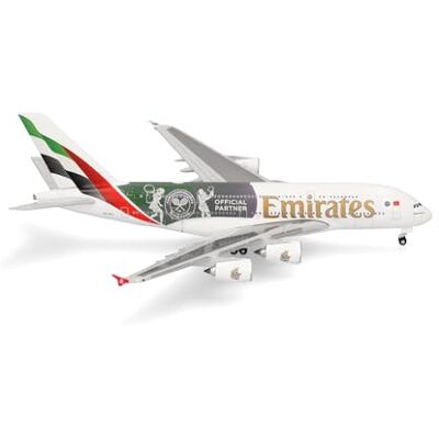 Herpa Miniatura del avión Emirates Airbus A380 Wimbledon Official Partner, Escala 1/500, Modelo prefabricado, maqueta de colección, modelismo, avión sin Soporte, Figura Metal Herpa Miniatura del avión Emirates Airbus A380 Wimbledon Official Partner, Escala 1/500, Modelo prefabricado, maqueta de colección, modelismo, avión sin Soporte, Figura Metal