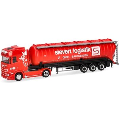 Herpa Camión en Miniatura Scania CS 20 HD semirremolque silo aspirante Sievert Logistik, Miniatura a Escala 1:87, Pieza de colección, Made in Germany, plástico Herpa Camión en Miniatura Scania CS 20 HD semirremolque silo aspirante Sievert Logistik, Miniatura a Escala 1:87, Pieza de colección, Made in Germany, plástico