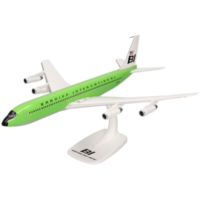 Herpa Miniatura del avión Braniff International Boeing 707-320 Snap-Fit, Escala 1/144, Modelo prefabricado, maqueta de colección, modelismo, avión con Soporte, Figura plástico Herpa Miniatura del avión Braniff International Boeing 707-320 Snap-Fit, Escala 1/144, Modelo prefabricado, maqueta de colección, modelismo, avión con Soporte, Figura plástico