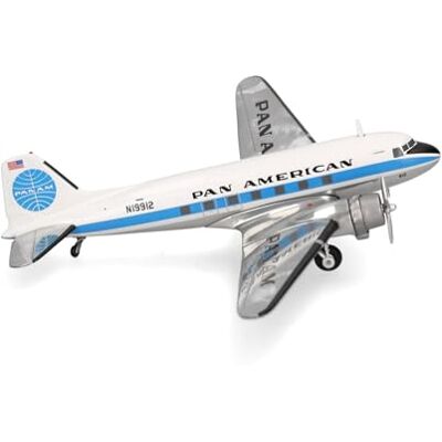 Herpa avión Modelo Pan American World Airways Douglas DC-3, Miniatura a Escala 1:200, Pieza de coleccionista, con Base, Metal Herpa avión Modelo Pan American World Airways Douglas DC-3, Miniatura a Escala 1:200, Pieza de coleccionista, con Base, Metal