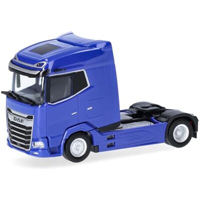 Herpa Miniatura del camión DAF XG Facelift tractora de 2 Ejes, Azul, con grúa de Carga y estabilizador Trasero, Escala 1/87, maqueta de colección, modelismo, Modelo alemán, Figura plástico Herpa Miniatura del camión DAF XG Facelift tractora de 2 Ejes, Azul, con grúa de Carga y estabilizador Trasero, Escala 1/87, maqueta de colección, modelismo, Modelo alemán, Figura plástico