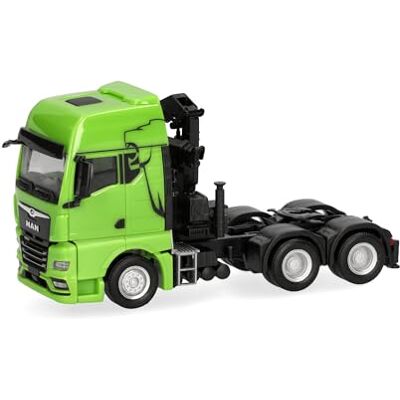 Herpa Miniatura del camión Man TGX GX Cabeza tractora con grúa 3 Ejes, Verde, Escala 1/87, maqueta de colleción, modelismo, Modelo aleman, Figura plástico Herpa Miniatura del camión Man TGX GX Cabeza tractora con grúa 3 Ejes, Verde, Escala 1/87, maqueta de colleción, modelismo, Modelo aleman, Figura plástico